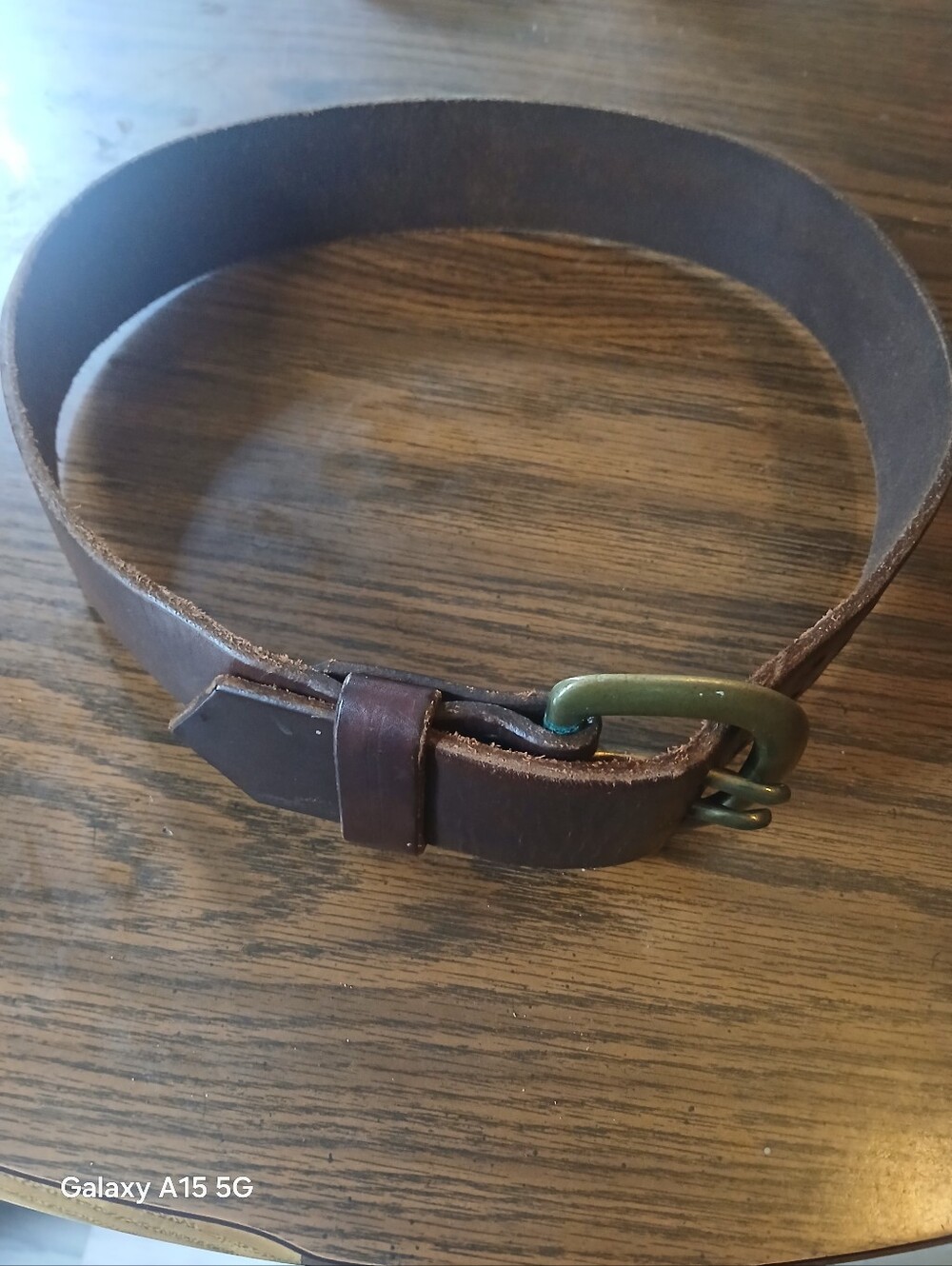 Hand Made Women's Brown Leather Belt with Brass Buckle
